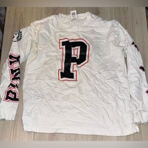 Victoria’s Secret pink white black sparkly sparkles bling long sleeve shirt top